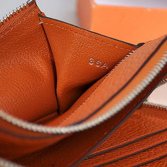 1:1 Quality Hermes Zipper Cards Wallet Togo Leather A908 Orange Replica - Click Image to Close